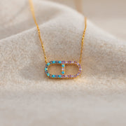 Two Birthstone Chain Link Necklace