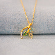 1-5 Birthstones Leaf Branch Necklace