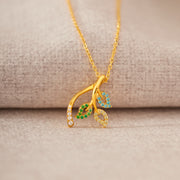 1-5 Birthstones Leaf Branch Necklace