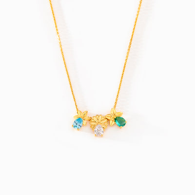 1-8 Birth Flower With Birth Stone Necklace