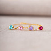 1-6 Heart Birthstone Pavé Bracelet