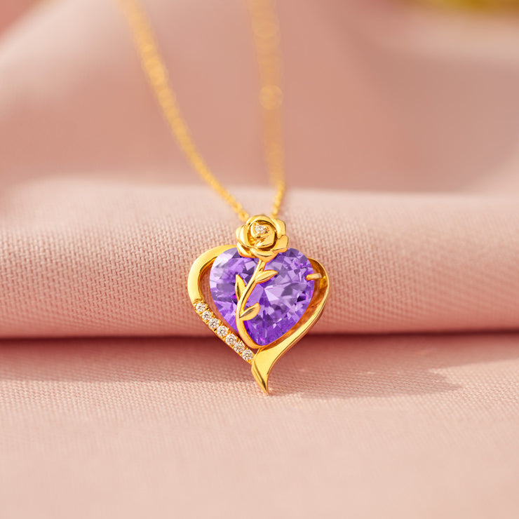 Rose Heart Birthstone Necklace