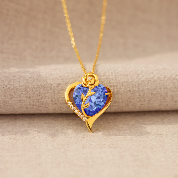 Rose Heart Birthstone Necklace