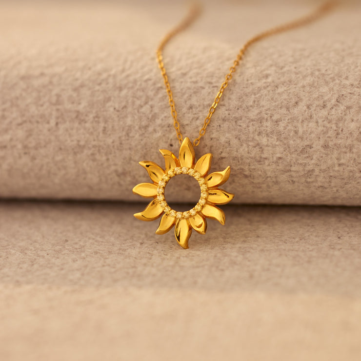 Dear Daughter Hollow Sunflower Necklace