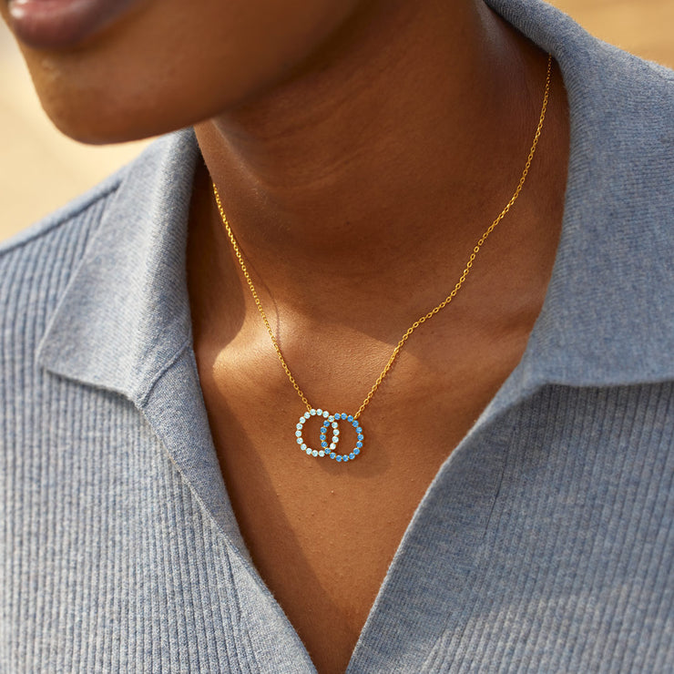 Mother & Daughter Two Tone Linking Circles Necklace