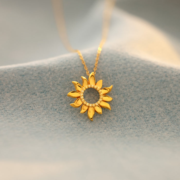 Dear Daughter Hollow Sunflower Necklace