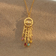 Dreamcatcher Mother And 1-5 Kids' Names & Birthstones Necklace