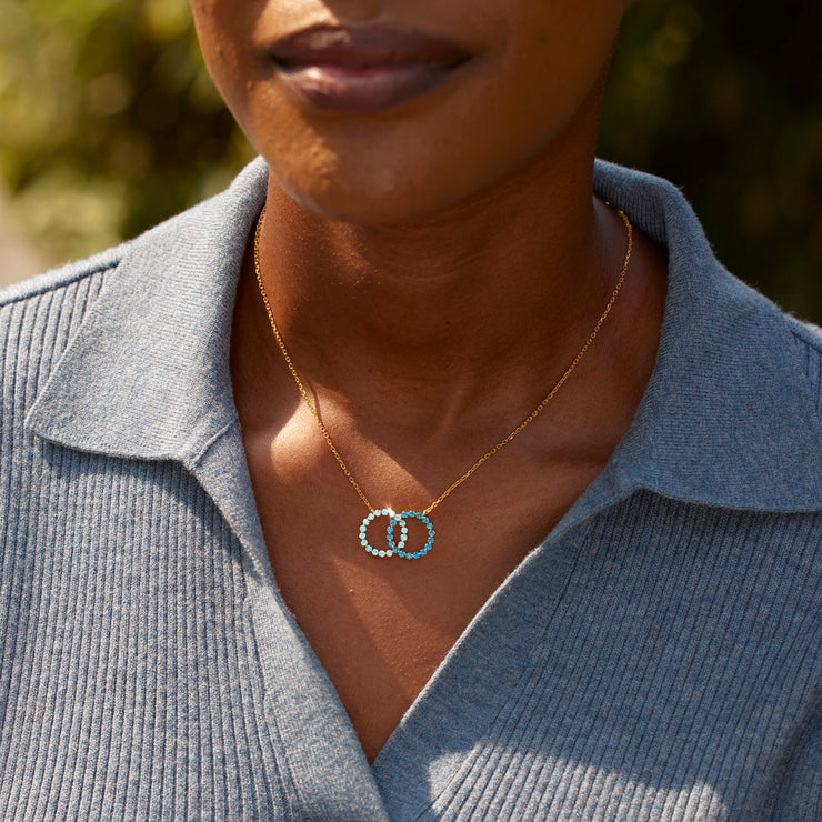 Mother & Daughter Two Tone Linking Circles Necklace
