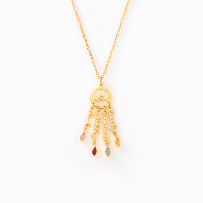 Dreamcatcher Mother And 1-5 Kids' Names & Birthstones Necklace