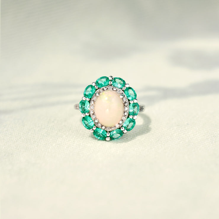 Flowery Opal Ring