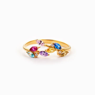 A Mother's Love Continues to Grow 1-7 Birthstones Leaf Ring