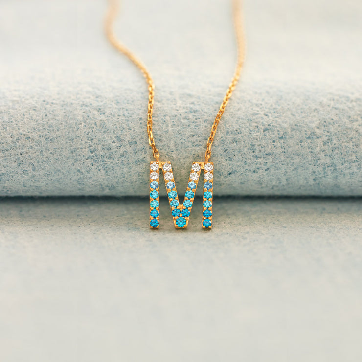 Dear Daughter Gradient Blue Letter Necklace