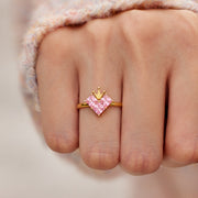 Straighten Your Crown Square Heart Crown Ring