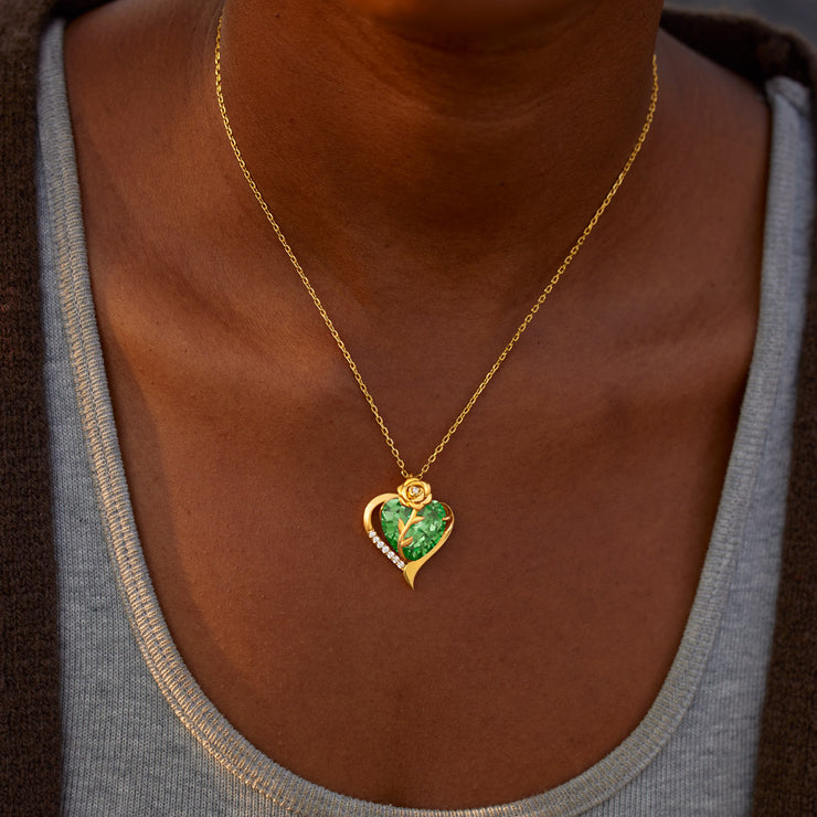 Rose Heart Birthstone Necklace