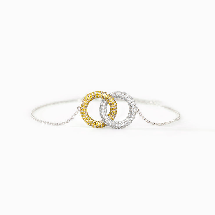 I'd Punch A Bitch For You Gold & Silver Linking Circles Bracelet