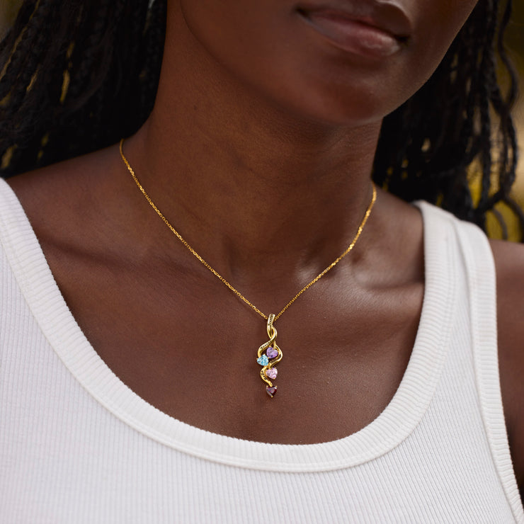 Mama's Heartstrings 1-6 Birthstone Weaved Heart Necklace