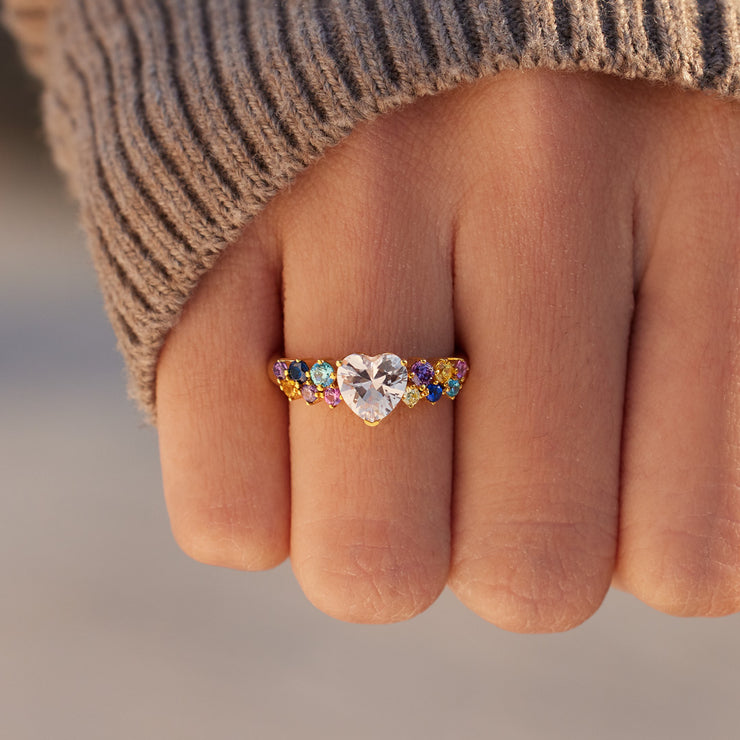 2-8 Birthstones Heart Ring