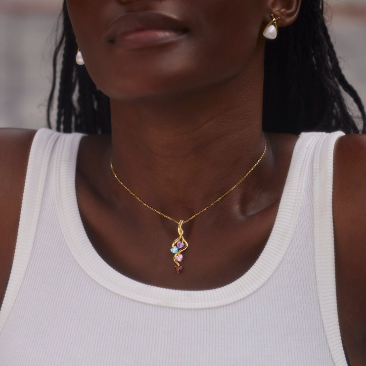 Mama's Heartstrings 1-6 Birthstone Weaved Heart Necklace