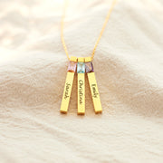 1-6 Names & Birthstones Bar Necklace