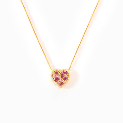 Broken Pieces Pink Heart-Shaped Necklace