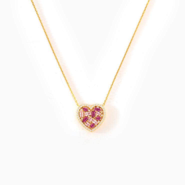 Broken Pieces Pink Heart-Shaped Necklace