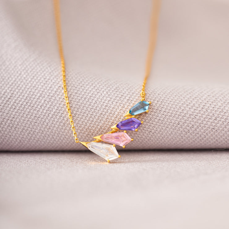 1-7 Kite Cut Birthstone Necklace