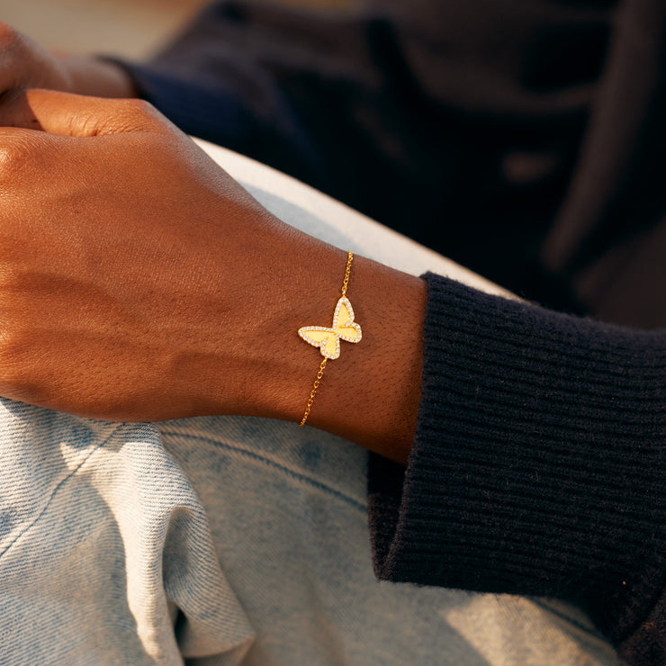 Brushed Golden Butterfly Bracelet 