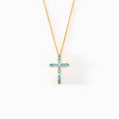 For Daughter Crystal Blue Cross Necklace