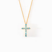 Crystal Blue Cross Necklace For Women