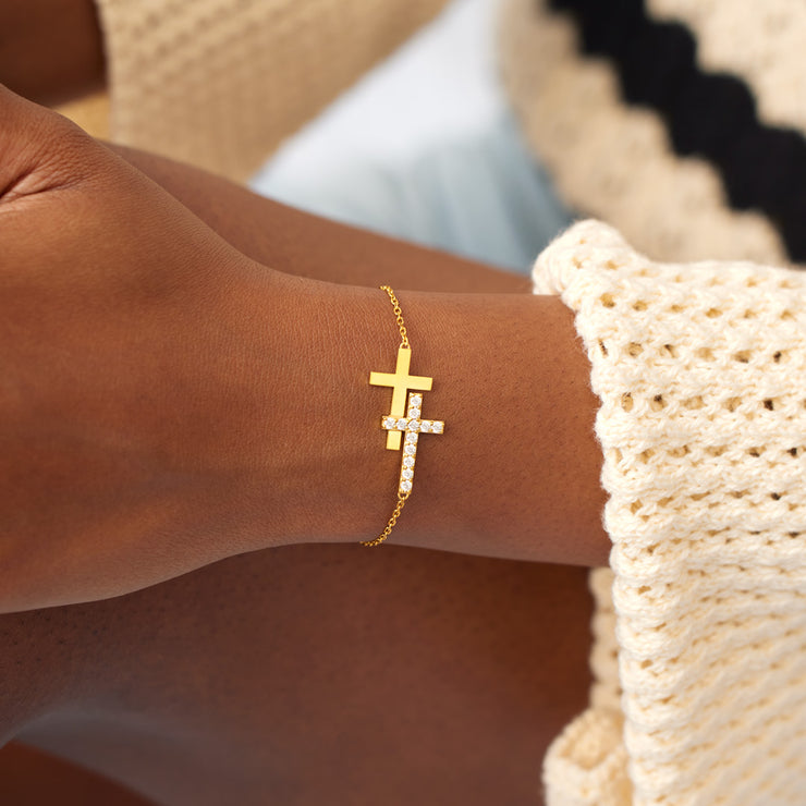 Stand By Each Other Double Cross Bracelet