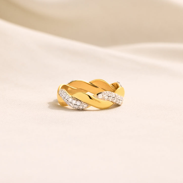Two-Tone Twisted Band Ring