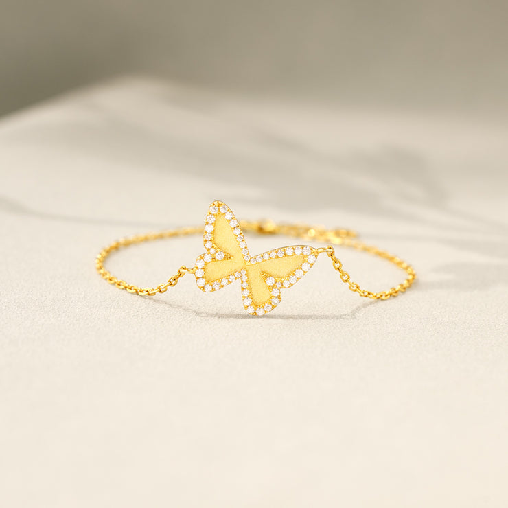 Brushed Golden Butterfly Bracelet 