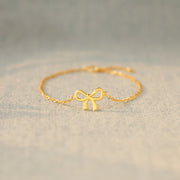 My Heart Will Always Be Tied To You Golden Bow Bracelet