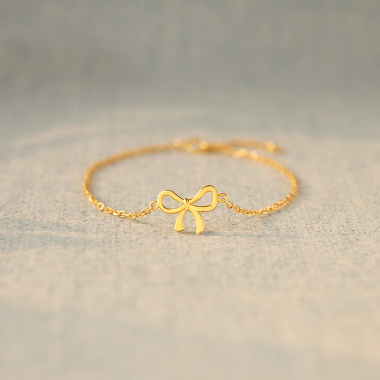 My Heart Will Always Be Tied To You Golden Bow Bracelet