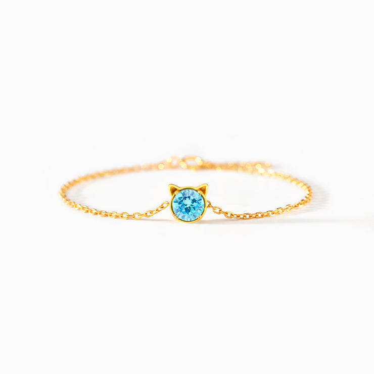 I'd Spend 9 Lives With You Birthstone Cat Bracelet