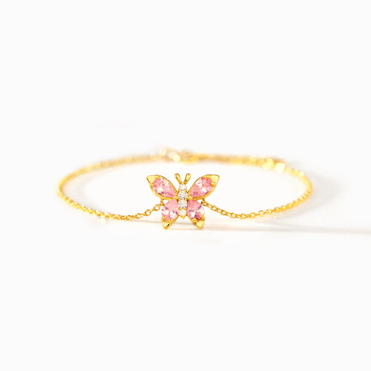 Pink Crystal Butterfly Bracelet Storyjewellery