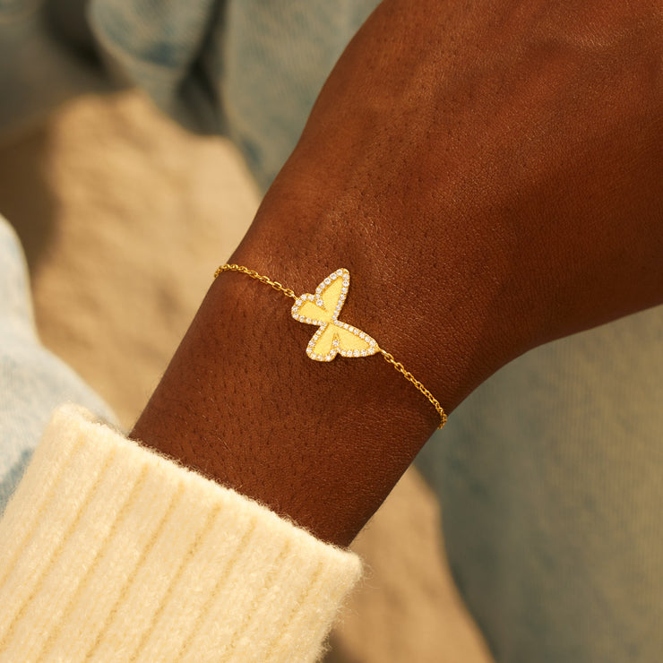 Brushed Golden Butterfly Bracelet 