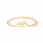 My Heart Will Always Be Tied To You Golden Bow Bracelet