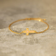 God Will Stand By Us Opal Cross Bracelet