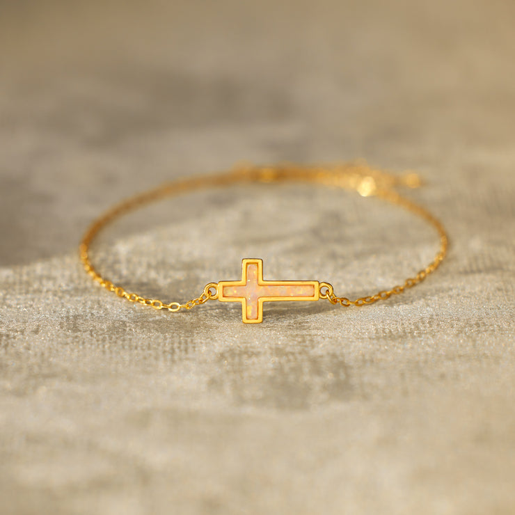 Faithful Friends Opal Cross Bracelet