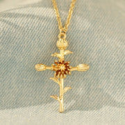 Birth Flower Cross Necklace