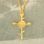 Birth Flower Cross Necklace