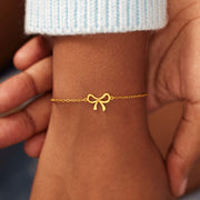 My Heart Will Always Be Tied To You Golden Bow Bracelet