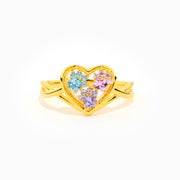 Mama's Pawfect Pals Paw In Heart 1-5 Birthstones Ring