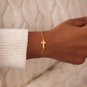 God Will Stand By Us Opal Cross Bracelet