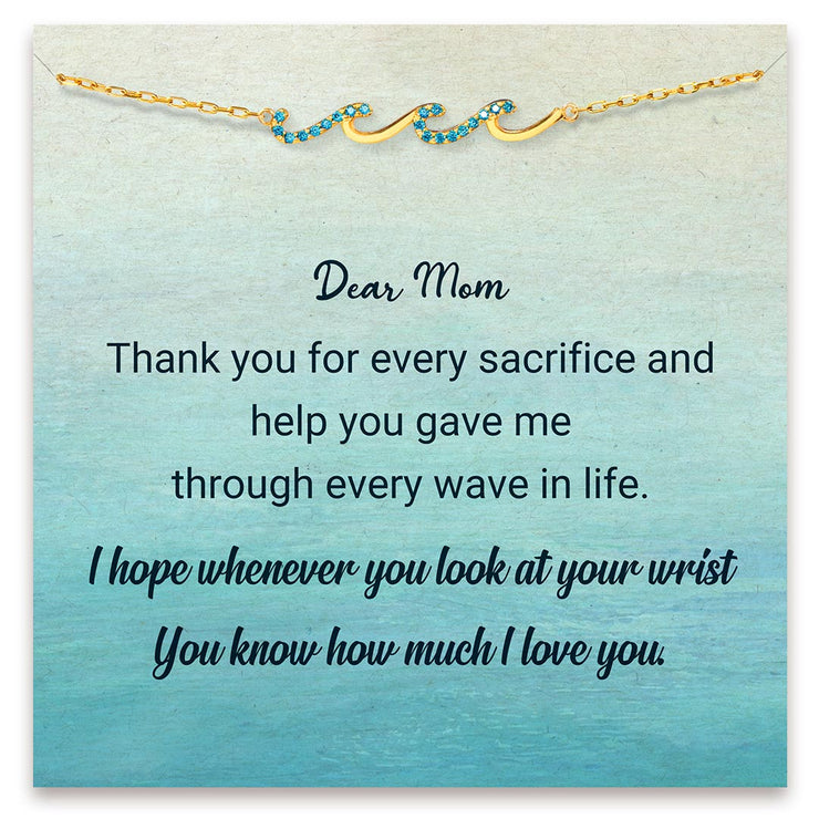 Gift for Mom-Thank You Through Every Wave in Life Triple Wave Bracelet