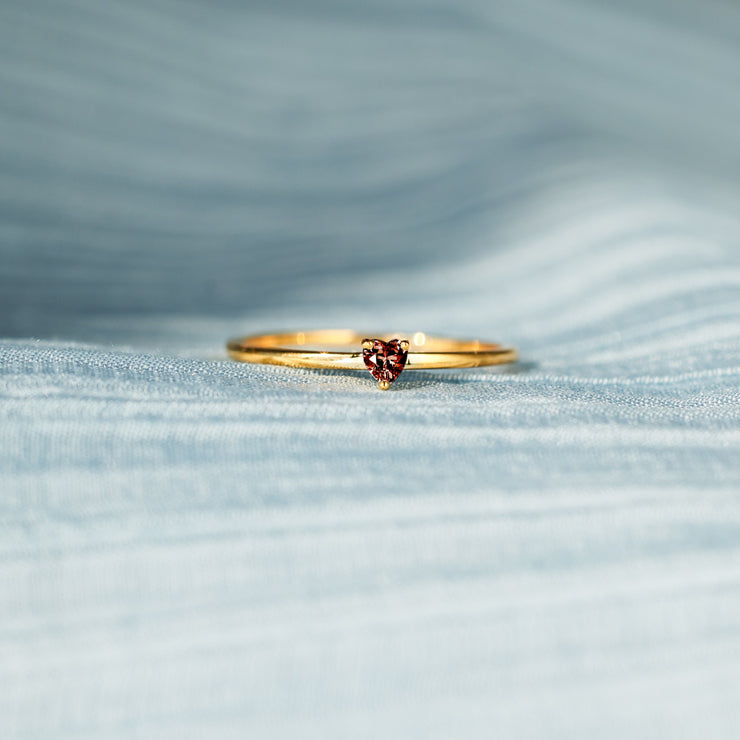 Garnet Heart Ring