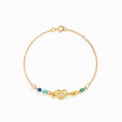 Nana's Valentines Personalized 1-12 Birthstones Heart Knot Bracelet