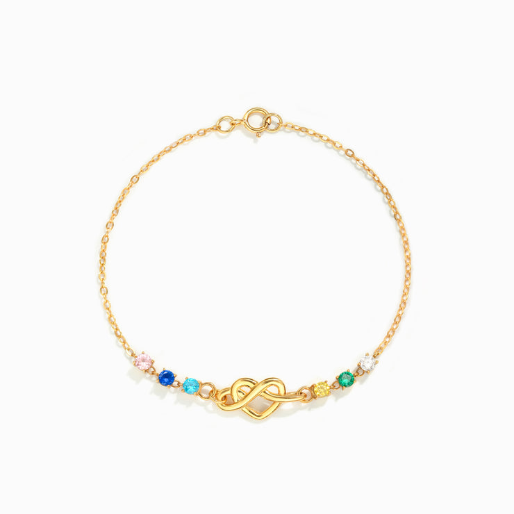 Nana's Valentines Personalized 1-12 Birthstones Heart Knot Bracelet