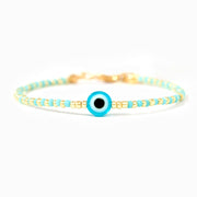 Evil Eye Beaded Metal Bracelet